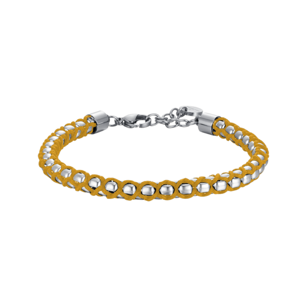 Bracciale Luca Barra Acciaio e corda intrecciata Gialla