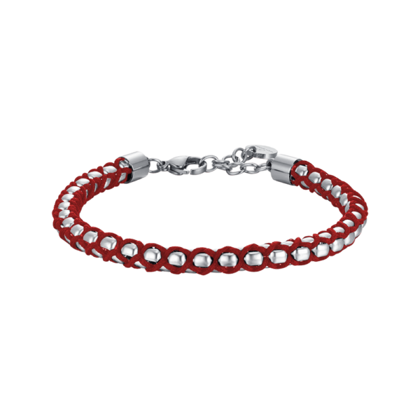 Bracciale Luca Barra Acciaio e corda intrecciata Rossa