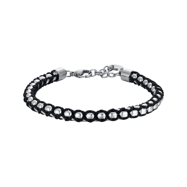 Bracciale Luca Barra Acciaio e corda intrecciata Nero