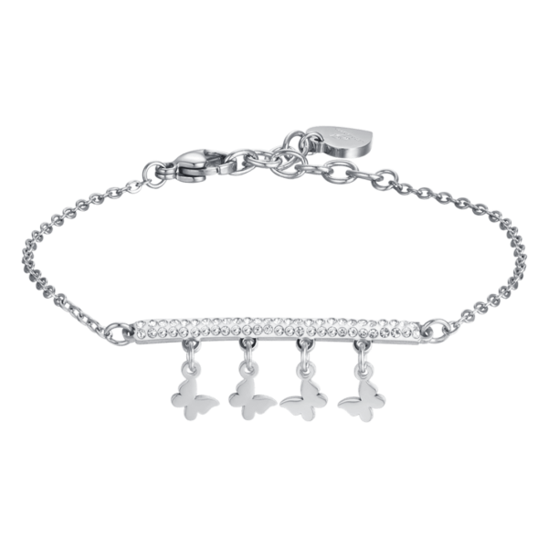 Bracciale donna in acciaio con farfalle