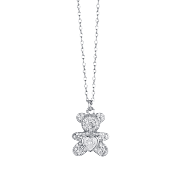 Collana in Acciaio da Donna con Orsetto con Cristalli