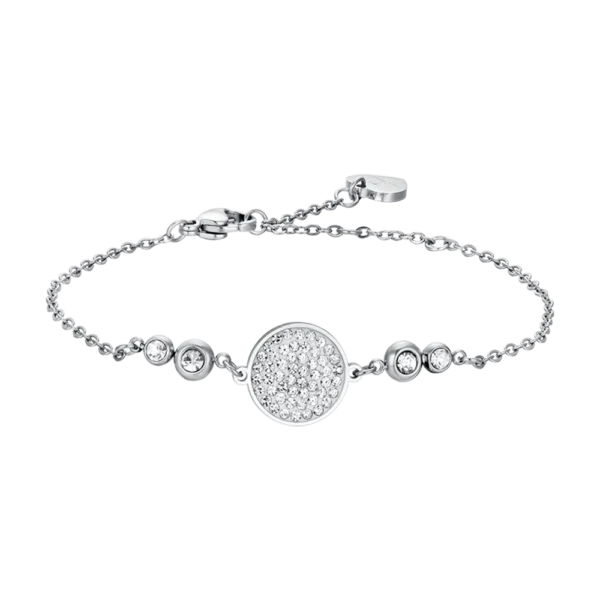 Bracciale donna in acciaio con elementi con cristalli bianchi